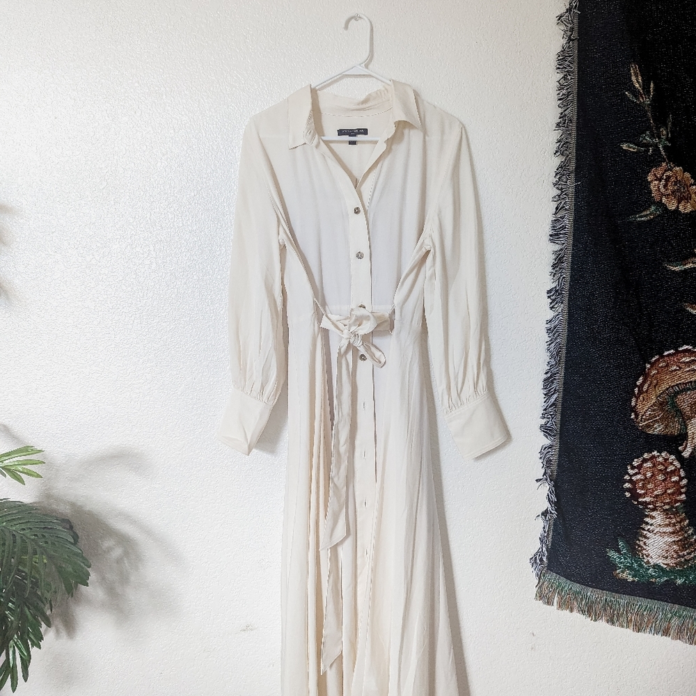 Banana Republic Old Money Aesthetic Classic Ivory Shirt Dress